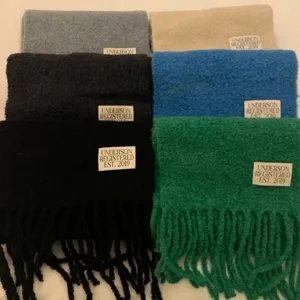 Korean Style Wool Blend Thickened Long Scarf With Tassel Letter Patch For Women Winter Warm Soft Neck Warmer Neckwear Accessories