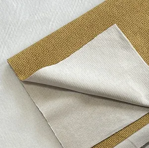 Tela gruesa de chenilla amarillo mostaza con textura de lino para tapicería