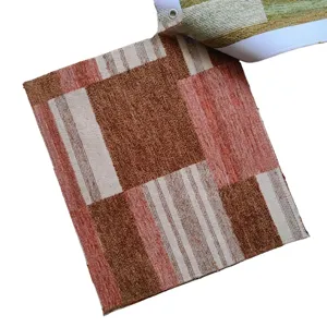 Thick jacquard chenille fabric with classic geometric grid pattern for home textiles