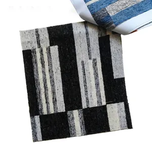 Thick jacquard chenille fabric with black and white geometric block pattern for DIY