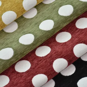 Tessuto in ciniglia a pois bianchi per copridivani e cuscini in stile moderno