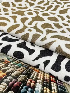 Gros plan sur tissu jacquard chenille pour housses de coussin et canapés