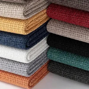 High-quality thick textured linen fabric swatches in various colors for upholstery