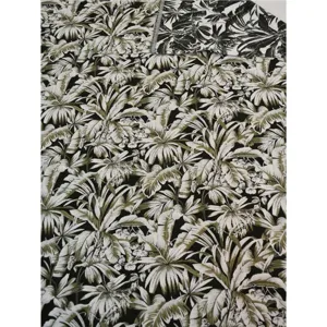 Tessuto jacquard in ciniglia stile mediterraneo con motivo foglie di palma tropicale