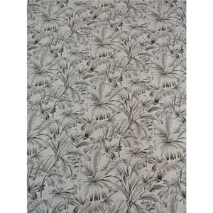 Tessuto jacquard di ciniglia crema moderno con motivo a foglie di palma per divano
