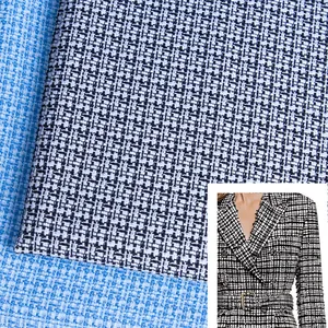 Tela de Poliéster Estilo Tweed Vintage Teñido a Rayas Cuadros Material para Sofá Cojín Cortina Artesanía DIY Decoración Hogar