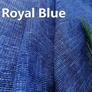Tessuto spesso in ciniglia cotone-lino blu reale con trama grossa per decoro DIY