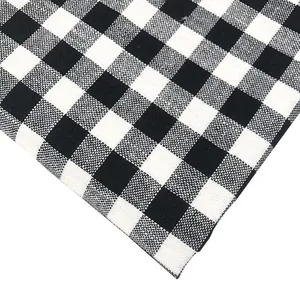 Classic black and white checkered linen fabric for versatile home decor and tablecloths