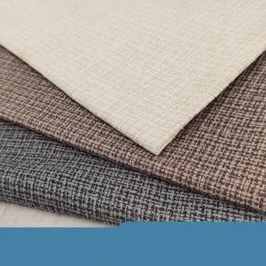 Tela de tapicería texturizada estilo lino en tonos crema, marrón y gris antracita