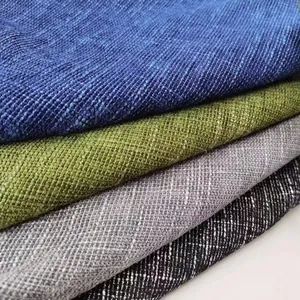 Campioni di tessuto pesante in lino ciniglia blu verde grigio nero per cuscini