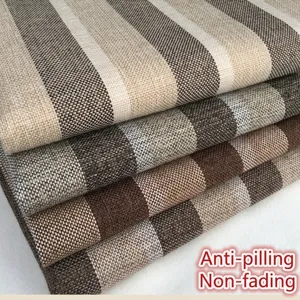 Thickened Coarse Linen Cotton Blend Fabric Upholstery Material For Sofa Cover Cushion Pillow Bag DIY Home Decor Plain Striped Plaid