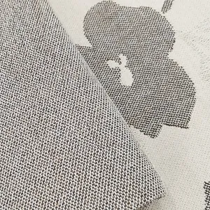 Premium cotton linen jacquard fabric shown in a double-sided close-up macro texture
