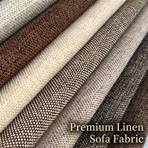 Premium heavyweight coarse linen fabric rolls for sofa and upholstery in earthy tones