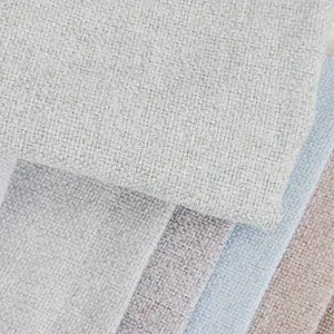 Durable coarse linen-look polyester fabric swatches in various colors for sofa upholstery