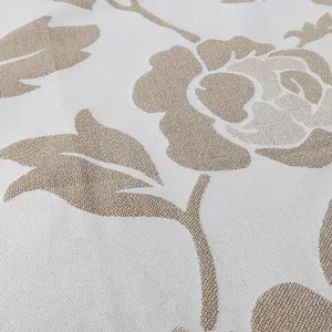 Premium cotton linen jacquard fabric with elegant floral pattern for sofa upholstery