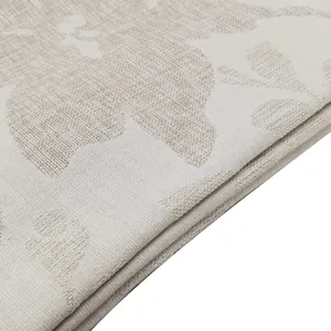 High-quality neutral cotton linen jacquard fabric with elegant floral pattern for sofa