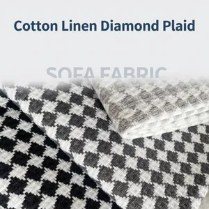 Black and white diamond pattern cotton linen fabric for sofa covers and pillows