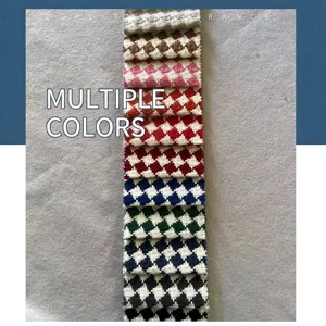Premium multi-color houndstooth cotton linen fabric swatches for upholstery and decor