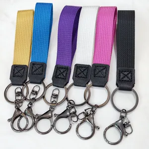 Minimalist Solid Color Nylon Webbing Keychain Wrist Strap Lanyard For Car Keys Bag Decoration Gift For Women Men Key Ring