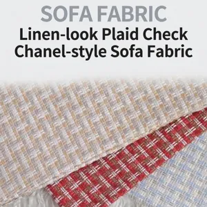 Karierter Leinenimitat-Tweed-Stoff für Sofakissen und Heimtextilbezüge