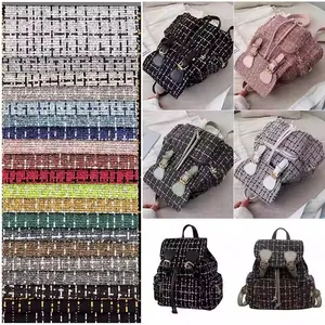 Vintage Polyester Faux Linen Plaid Fabric Yarn Dyed Woven Geometric Fabric For Bags Bags Cushion Upholstery Home Decor