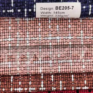 Coarse linen fabric for bags and sofa covers with grid pattern, width 145cm 330gsm