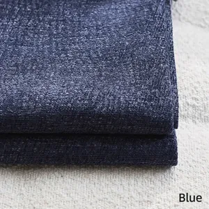 High-quality textured metallic navy blue chenille upholstery fabric for sofa and cushions
