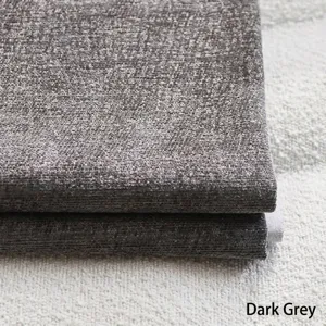 High-quality dark grey chenille upholstery fabric with elegant gold thread detailing.