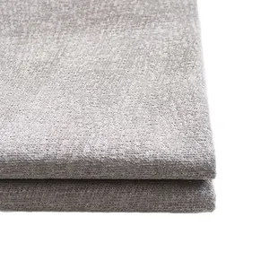 Close-up of premium gray gold wire chenille fabric for sofa and cushion upholstery