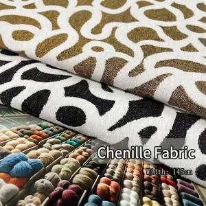 Tissu Jacquard Chenille Teint en Fil Avec Motif Géométrique Abstrait Matériau Polyester Pour Canapé Oreiller Nappe Décoration Maison