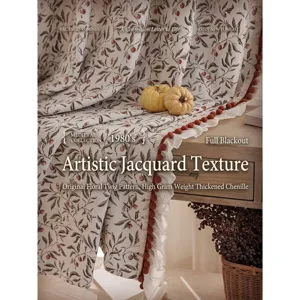 Tende in ciniglia oscuranti stile francese con elegante motivo jacquard floreale
