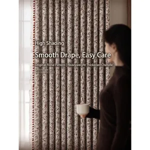 Tende oscuranti in ciniglia stile francese con motivo jacquard ciliegia per camera da letto