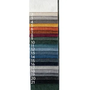 Premium chenille fabric swatches with wave texture in various colors numbered 2 to 21