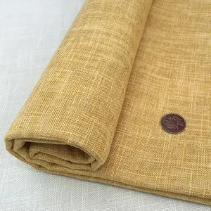Tissu en coton et lin jaune à texture flammée pour housses de canapé et nappes DIY