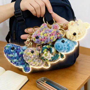 Handmade Crocheted Clownfish Keychain Ocean Animal Yarn Knitted Fish Doll Bag Charm Pendant For Students Friends Gift Accessories