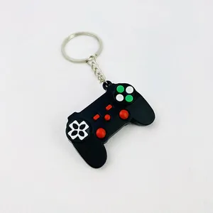 Miniature black game controller keychain with colorful buttons for car keys and bags