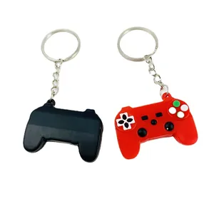 Creative mini PS4 game controller keychains in red and black for bags and car accessories