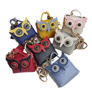 Ensemble de pendentifs porte-clés hibou en cuir et mini porte-monnaie créatifs