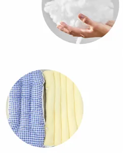 Vista detallada que muestra el relleno blanco suave y la estructura acolchada de cama para mascotas