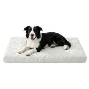 Tappetino refrigerante trapuntato in memory foam per cani, letto bianco per comfort estivo