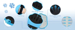 Détail du gant de toilettage pour animaux avec tissu respirant et design ergonomique à cinq doigts