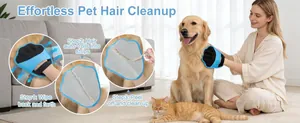 Guide d'utilisation en trois étapes du gant bleu de ramassage des poils pour chiens et chats