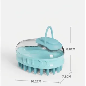 Cepillo de masaje de silicona azul para mascotas con medidas de 10,2 cm para gatos