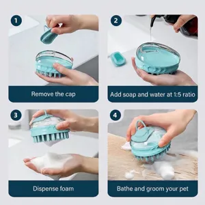 Guía de instrucciones paso a paso para el cepillo de masaje para mascotas con dosificador