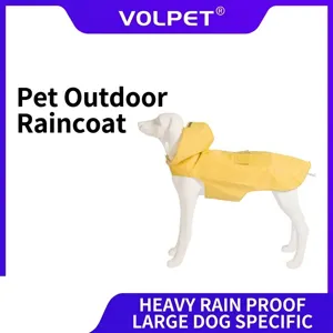 Reflective Pet Dog Raincoat Waterproof Windproof Hooded Poncho For Large Medium Dogs Outdoor Safety Clothes Polyester Puppy Raincoat