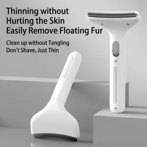 Pet Grooming Brush Stainless Steel Curved Blade Deshedding Tool One Click Cleaning Hair Remover Comb Cat Dog Grooming Tool