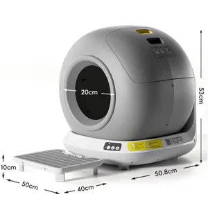 Smart automatic self-cleaning cat litter box with large enclosed design for odor control