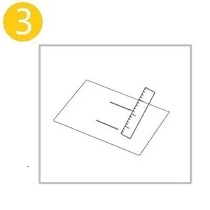 Instructional diagram showing the third step to measure a pet's paw width with a ruler