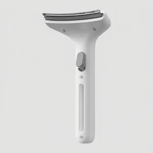 Ergonomic pet deshedding tool featuring a curved blade and fine-tooth comb for cats
