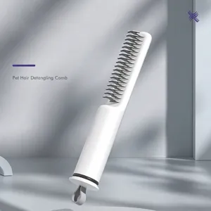 Pet Grooming Comb For Dogs Cats Stainless Steel De-shedding Brush Detangling Tool For Knotted Hair White ABS Handle Pet Hair Removal Comb